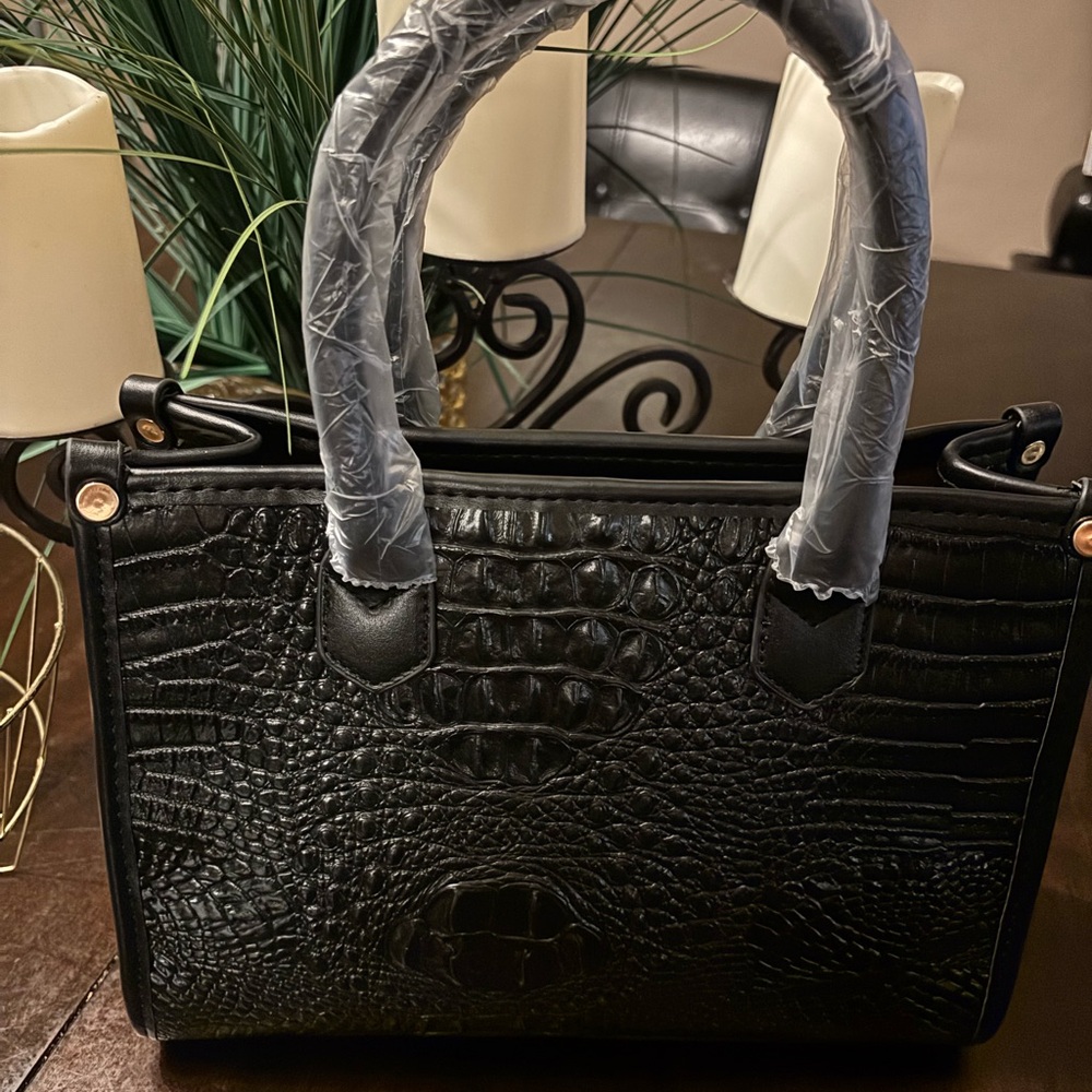 Stylish Black Crocodile Pattern 3piece Shoulder Bag